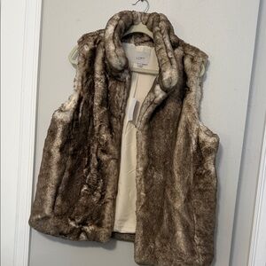 LOFT Plush Brown Faux Fur Vest